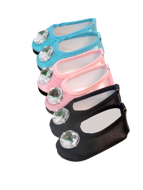 18 Doll Satin Diamond Flat Shoes