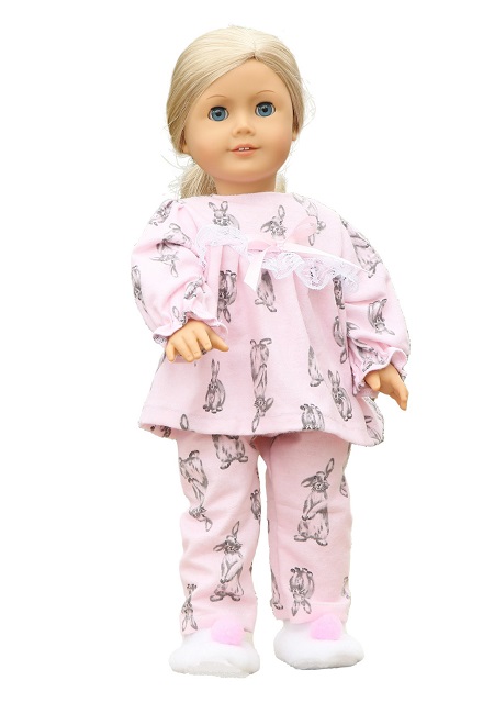 18 Doll Flannel Bunny Pajamas Slippers