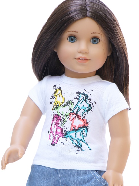 18 Doll Neon Horses T Shirt