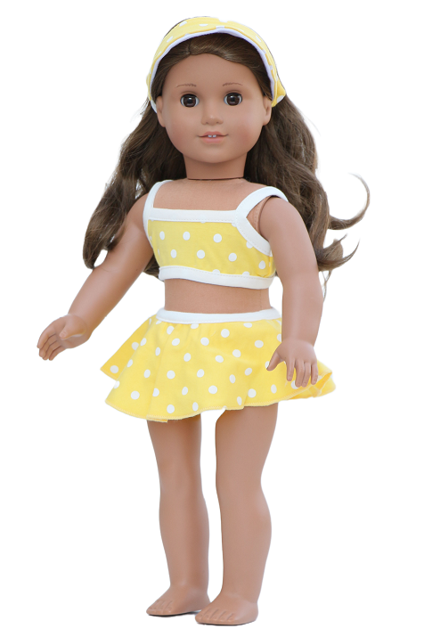 18 Doll Yellow Polka Dot Bikini Visor