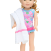 14.5 Wellie Wisher Doll One Piece Heart Swimsuit Towel