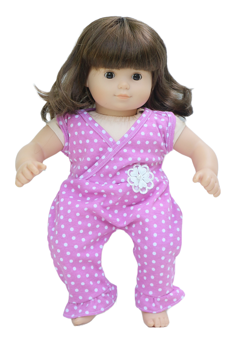 15 Bitty Baby Doll Pink Polka Dot Sleeveless Romper