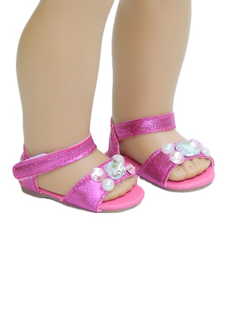 18 Doll Hot Pink Metallic Sandals