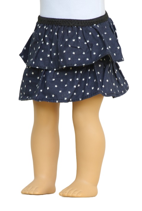 18 Doll Navy Tiered Star Skirt