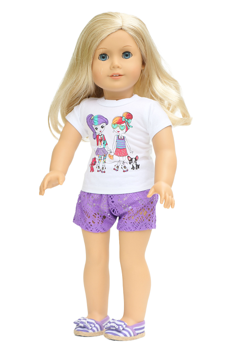 18 Doll Purple Lace Shorts Glam Girl T Shirt