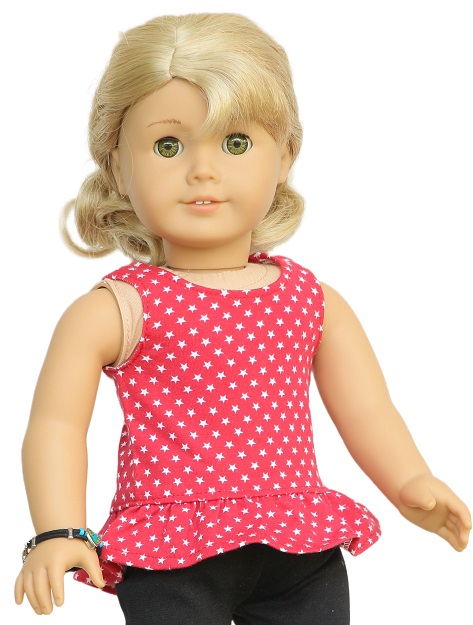 Pink Striped Ruffled Tank & Leggings fits American Girl or other 18" Dolls 