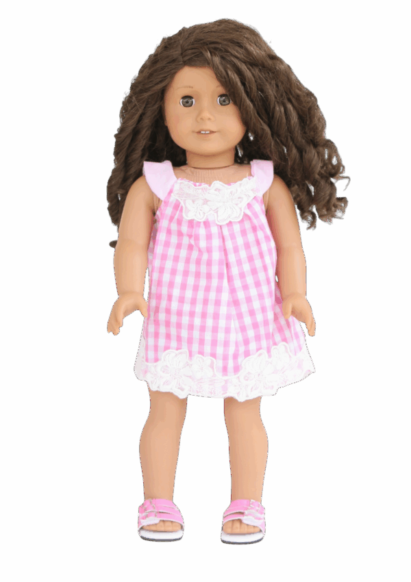 18" Doll Pink Gingham Sundress