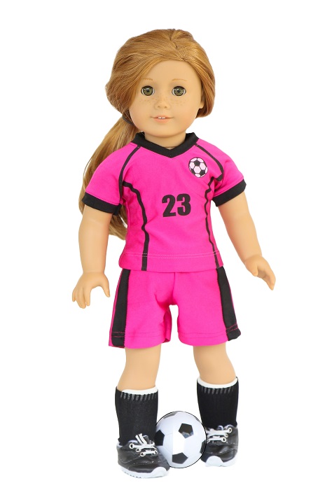 18 inch doll hot pink 23 soccer outfit