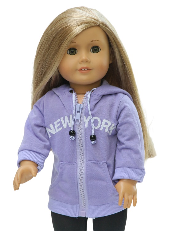 18 inch doll lavender new york hoodie
