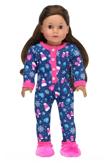 18 inch doll cocoa onesie pajamas slippers