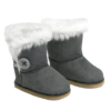 18" Doll Gray Suede Fur Button Boots