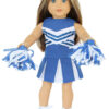 18" doll royal blue cheerleader skirt, top, & pompoms