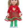 14.5" Wellie Wisher Doll Santa Tutu Dress, Leggings, & Headband