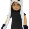 18" Fur Panda Hat With Attached Mittens