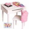 18" Doll White Wooden Desk, Chair, & Accessories