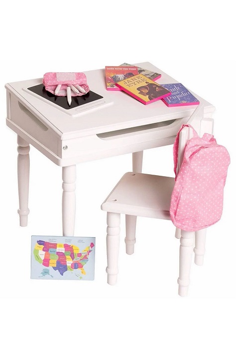 18 Doll White Wooden Desk, Chair, & Accessories - The Doll Boutique