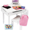 18" Doll White Wooden Desk, Chair, & Accessories