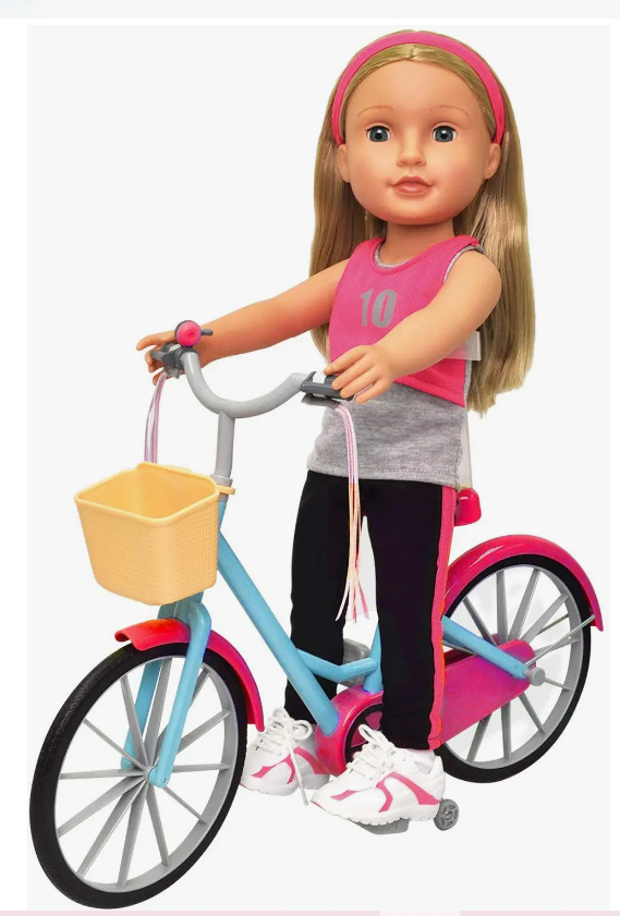 18" Doll Bicycle with Streamers & Basket