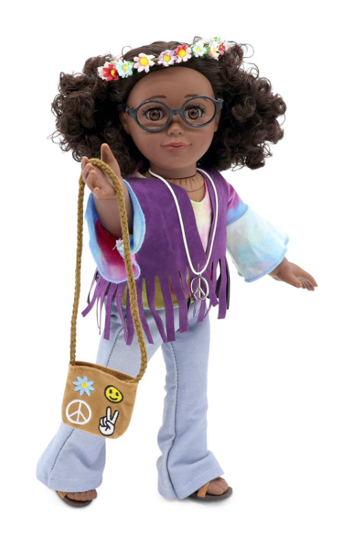 18" Doll Retro Flower Power Set with Matching Girl Flower Crown-10 Pieces