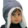 18" Doll Gray Sherpa-Lined Ear Flap Beanie