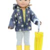 14.5" Wellie Wisher Doll 5-Piece Daisy Raincoat Set