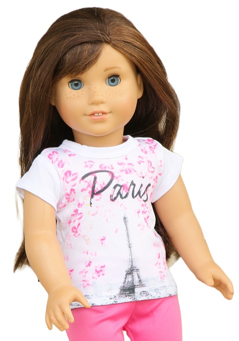 18 inch doll pink paris t shirt