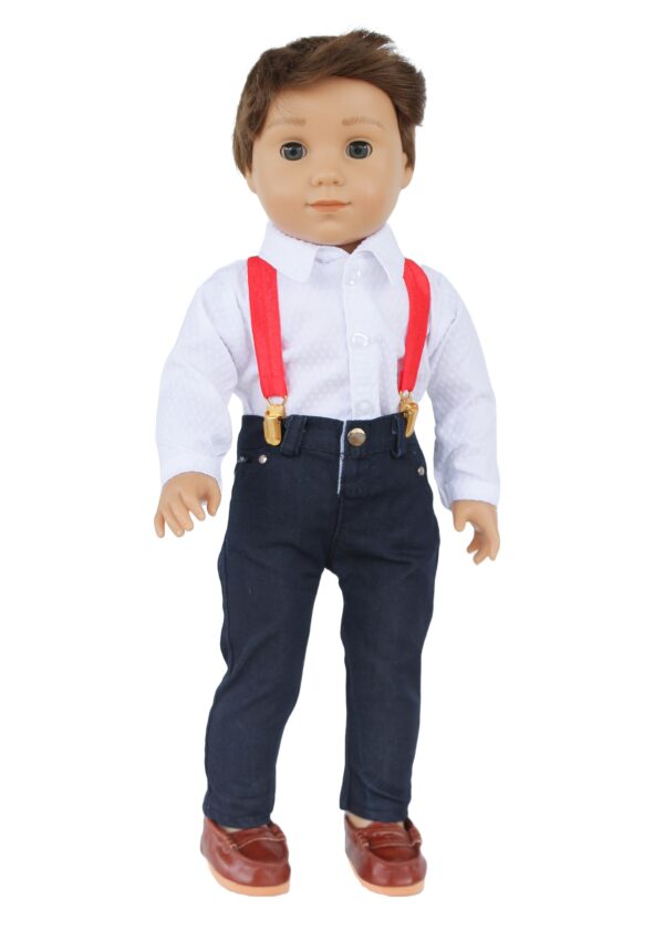 18" Boy Doll Red Suspender Outfit