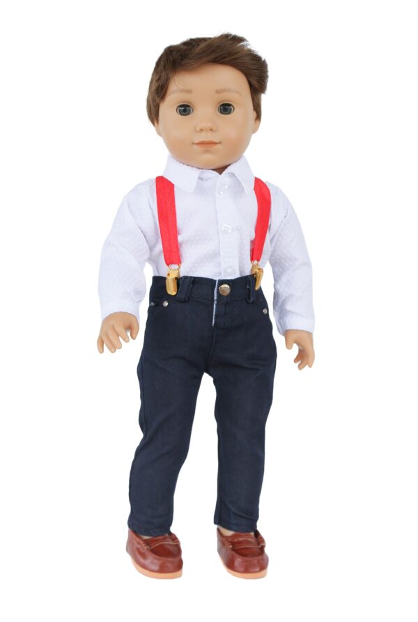 18" Boy Doll Red Suspender Outfit