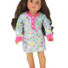 18" Doll Long-Sleeved Print Sleep Shirt & Fluffy Slippers