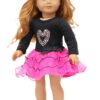 18" Doll Black Heart Top Hot Pink Tutu Dress