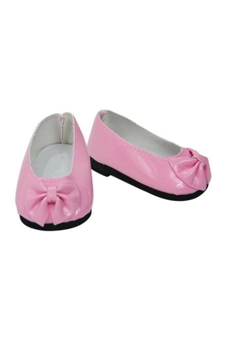 18 inch doll pink patent bow shoes