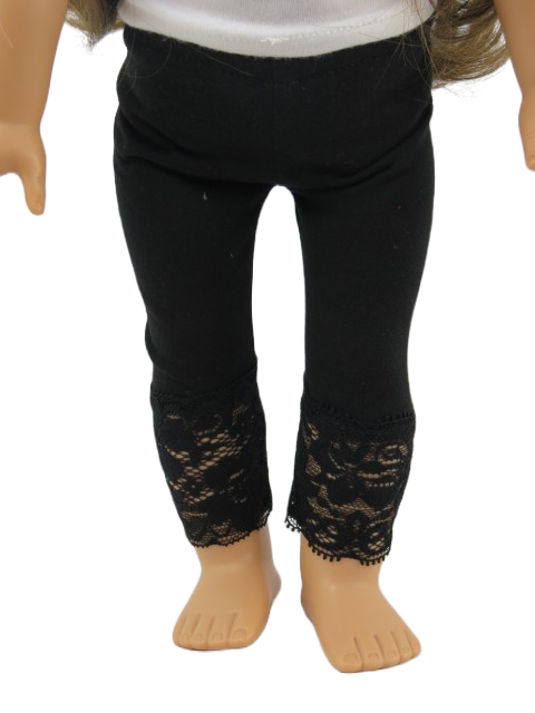 black lace trimmed leggings 18 inch doll