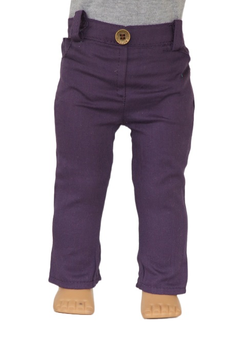 18 doll purple pull on cotton jeans