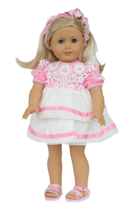 18 inch doll pink velvet lace dress headband