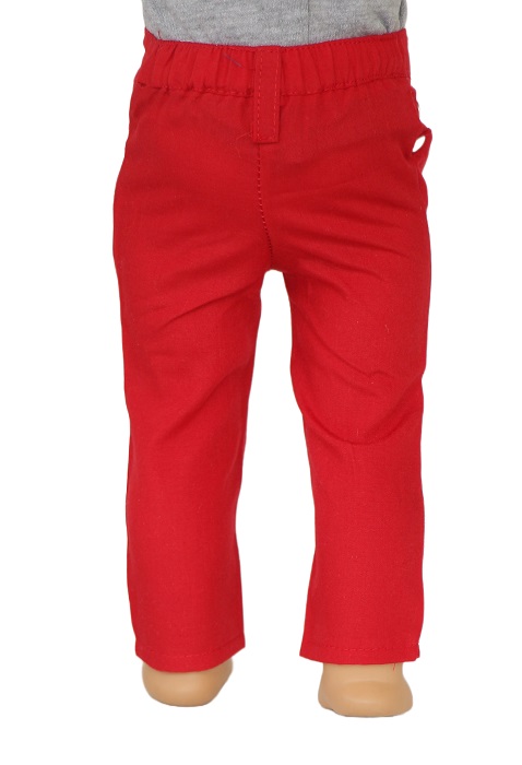 red pull on cotton jeans