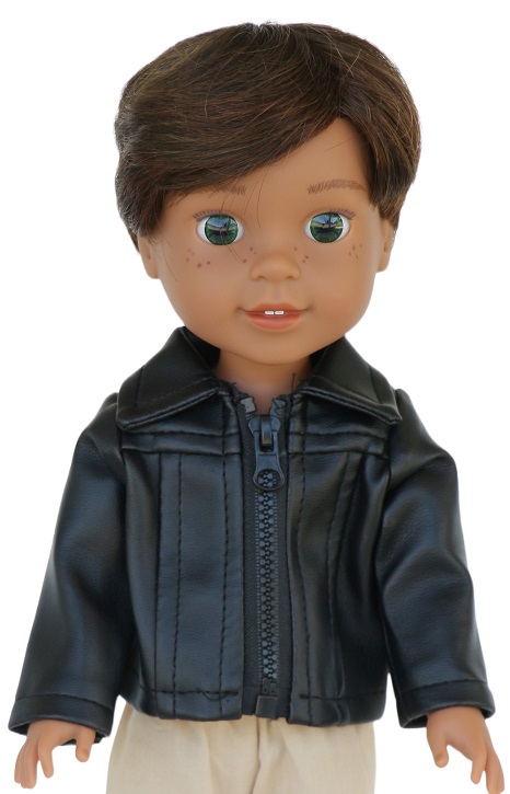 14.5 inch wellie wisher doll faux leather jacket