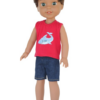 14.5" Wellie Wisher Boy Doll Shark Tank Top & Denim Shorts Outfit