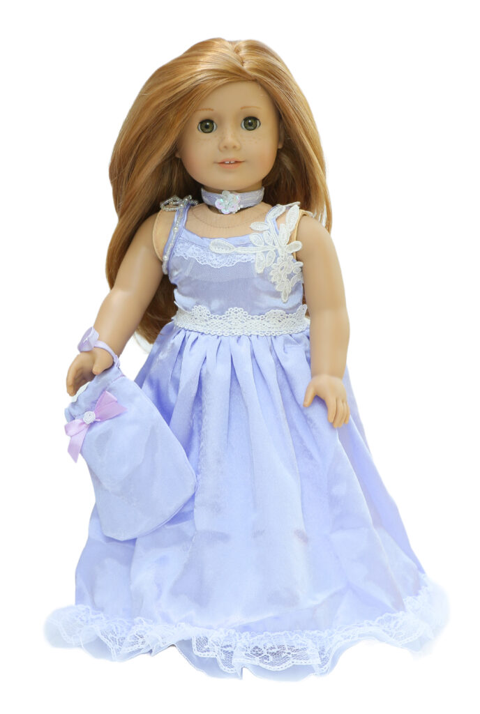 18" Doll Lavender Satin Ball Gown & Accessories The Doll Boutique