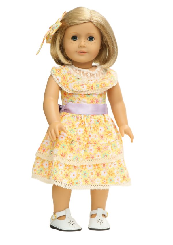 18 doll kit inspired yellow summer dress hair ribbon