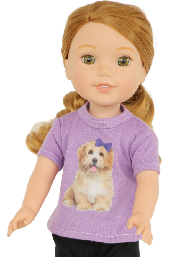 14.5" Doll Purple Puppy T-Shirt
