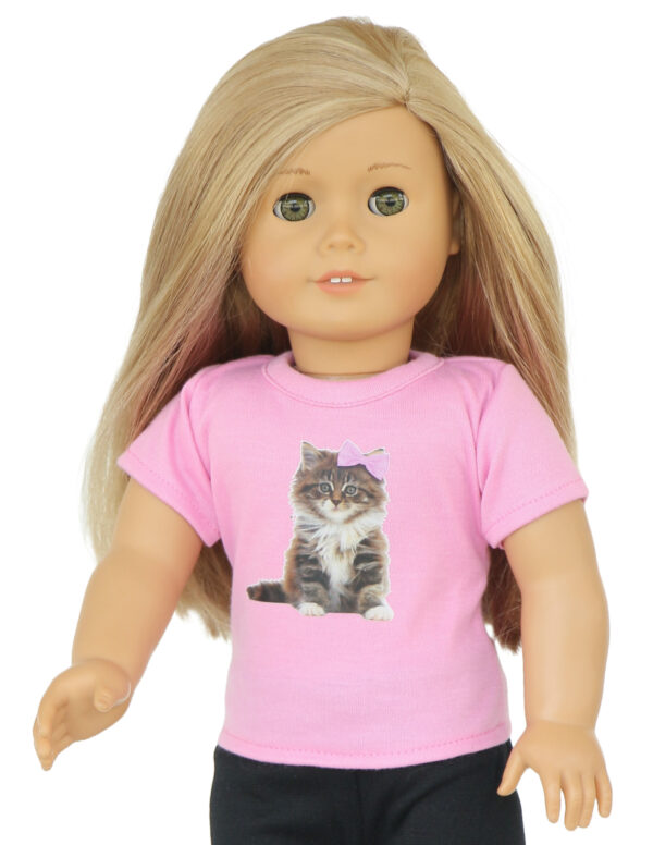 18" Doll Pink Kitten T-Shirt