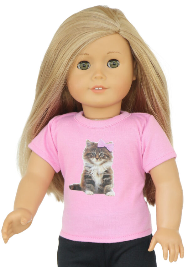 18" Doll Pink Kitten T-Shirt