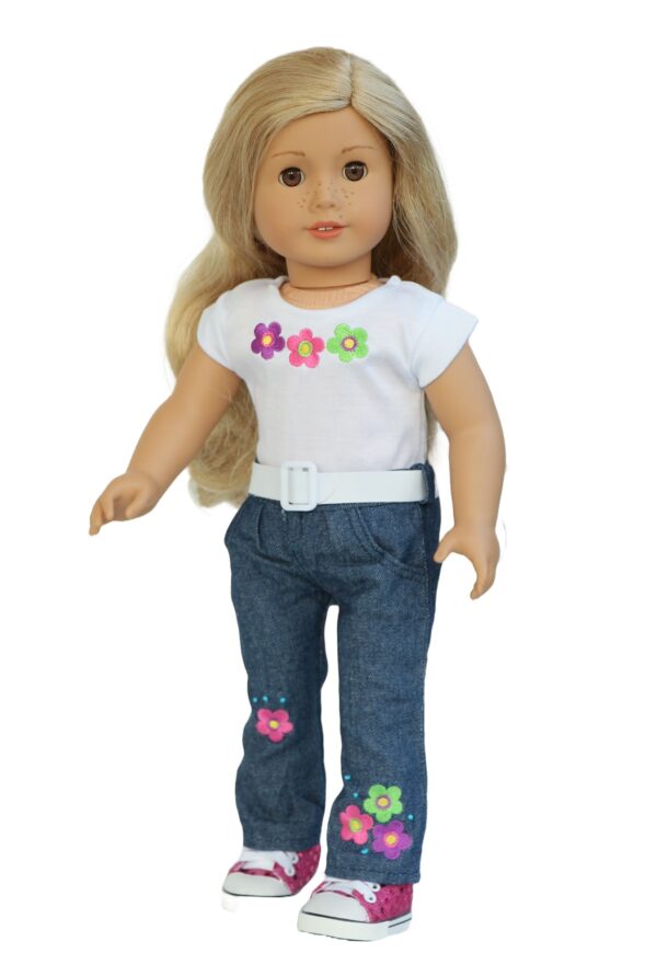 18 doll flower power jeans outfit