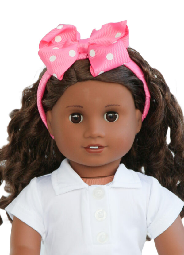 18 doll pink polka dots headband