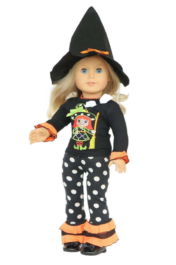 18″ Doll Polka Dot Witch Pant Set & Hat