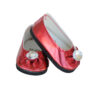 14.5" Doll Red Metallic Bow Shoes