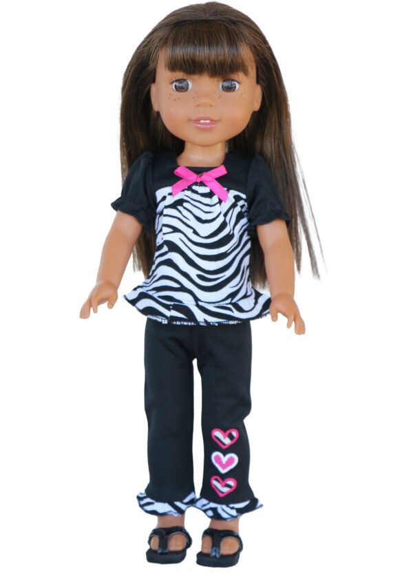 14.5 doll zebra hearts pants outfit
