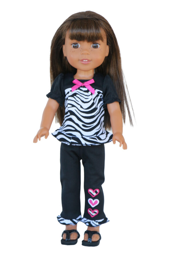 14.5" Doll Zebra Hearts Pants Outfit