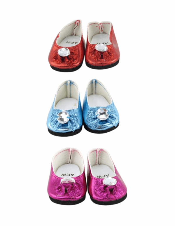 14.5" doll metallic bow shoes