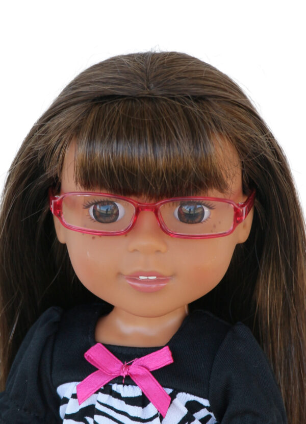 14.5 wellie wisher doll pink glasses